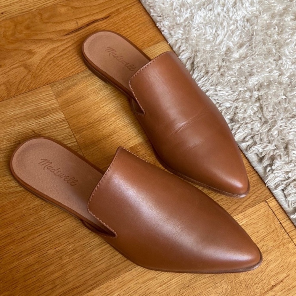 Madewell Brown Leather Pointed Toe Mules